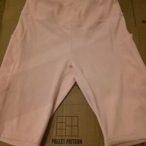 Ribbed High-Rise Bike Shorts in Blush Pink